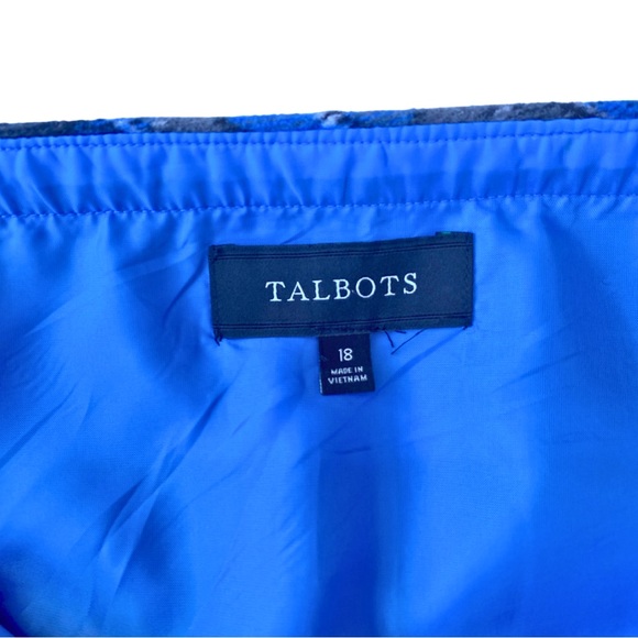 Talbots Wool Plaid Mini Skirt Faux Zipper Detail Blue Grey Size 18 Career Grunge - Picture 6 of 8
